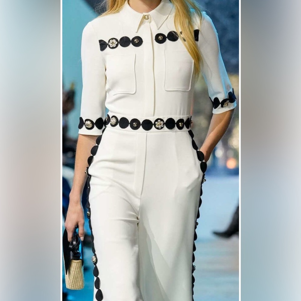 Elie Saab Studded Cady Jumpsuit in White - Picture 3 of 13